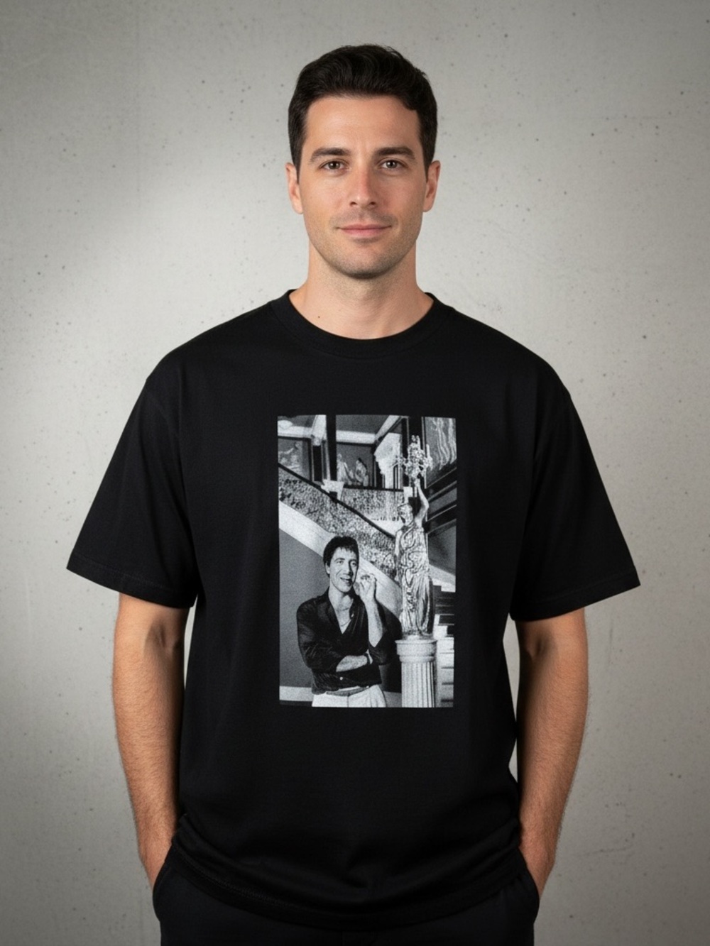 Scarface men's T-shirt Large Black Graphic Printed Running Gym Training Sport